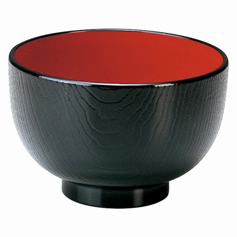 金正陶器 ［A］木目汁椀 黒内朱 1個（ご注文単位1個）【直送品】