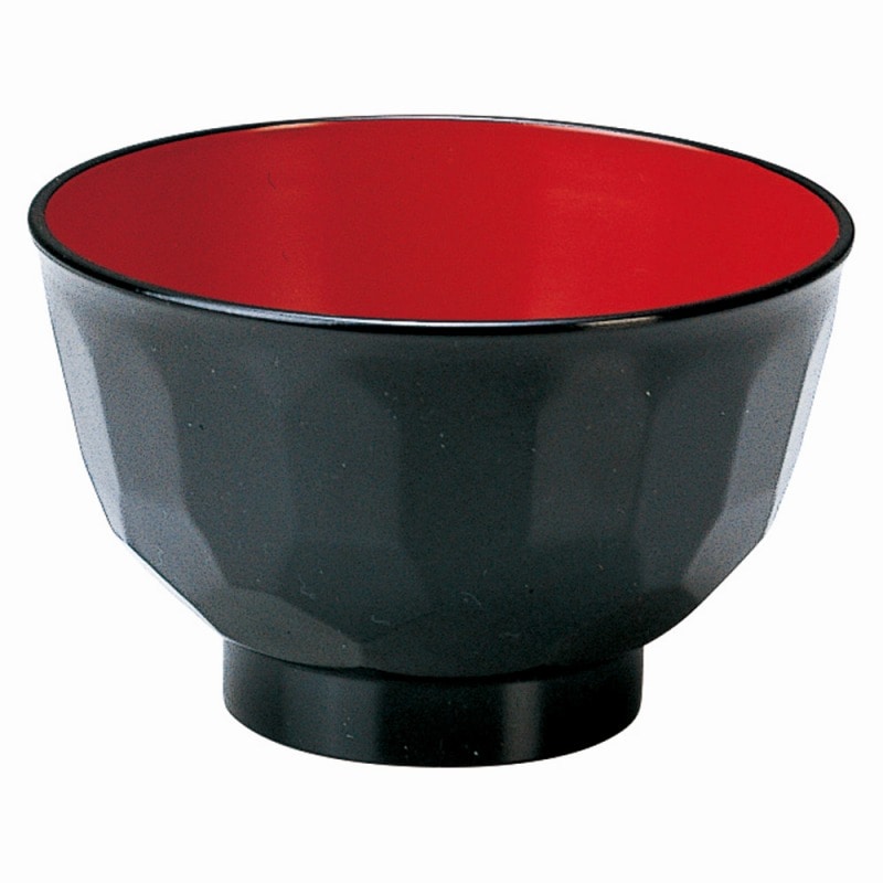 金正陶器 ［A］無地亀甲汁椀 黒内朱 1個（ご注文単位1個）【直送品】