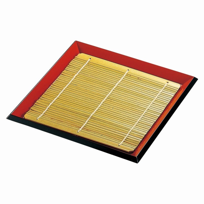 金正陶器 ［ＰＰ］７寸角布目そば皿 朱渕黒正角強化ＰＰ竹ス クリーム 1個（ご注文単位1個）【直送品】
