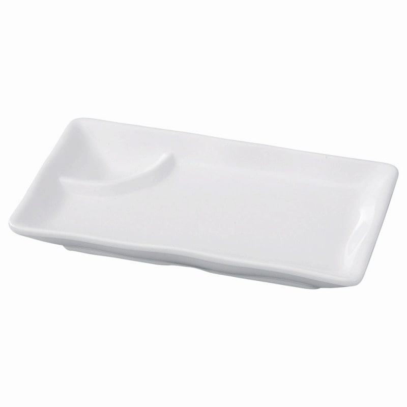 金正陶器 ［M］19.8雅タレ付波渕長角皿 白グロス 1個（ご注文単位1個）【直送品】