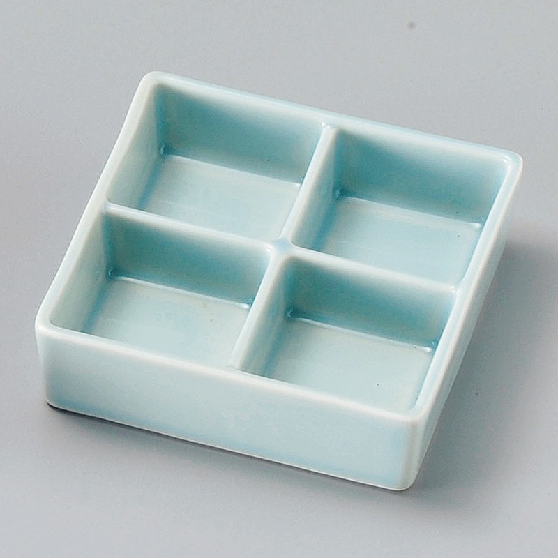 金正陶器 青磁四ツ仕切鉢 1個(ご注文単位1個)【直送品】
