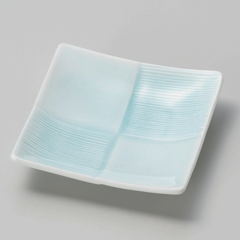 金正陶器 正角市松皿 青白磁 1個(ご注文単位1個)【直送品】