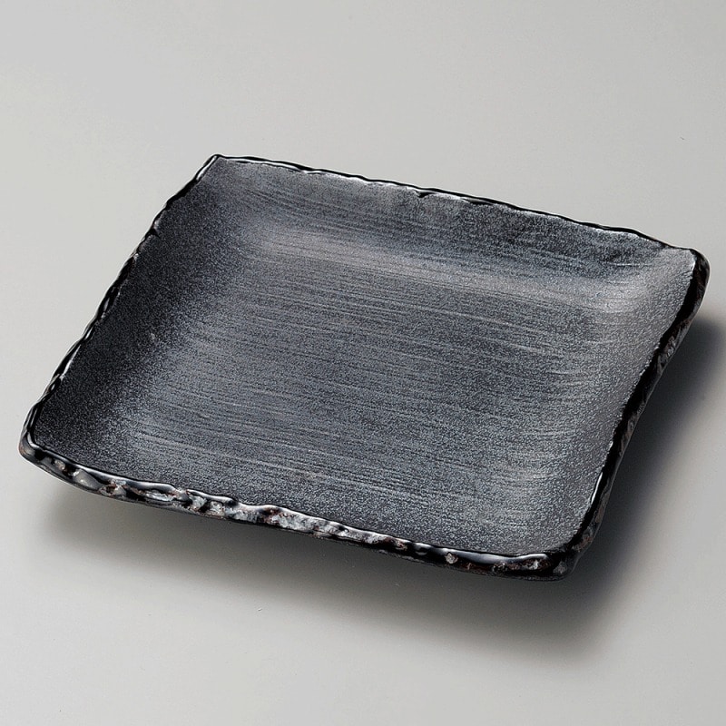 金正陶器 渕黒天目四角皿 1個（ご注文単位1個）【直送品】