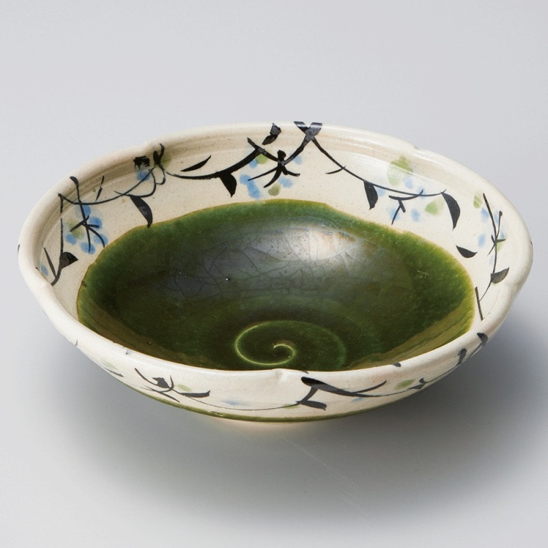 金正陶器 織部草花輪花5.0鉢 1個(ご注文単位1個)【直送品】