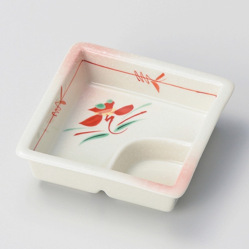 金正陶器 赤絵花紋ピンク吹仕切鉢 1個(ご注文単位1個)【直送品】