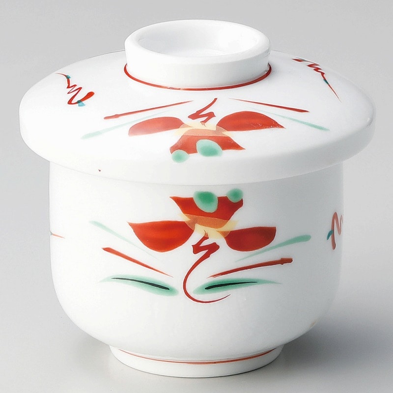 金正陶器 赤絵花紋むし碗 1個（ご注文単位1個）【直送品】