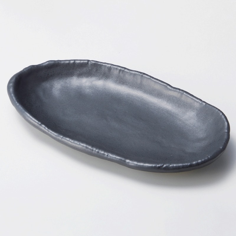 金正陶器 なごみ黒楕円万能皿 1個(ご注文単位1個)【直送品】