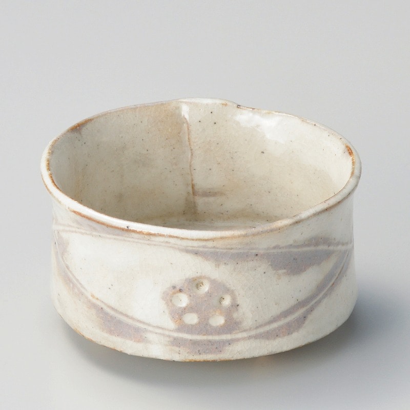 金正陶器 手造り粉引華紋（土物）帯合せ丸小鉢 1個（ご注文単位1個）【直送品】