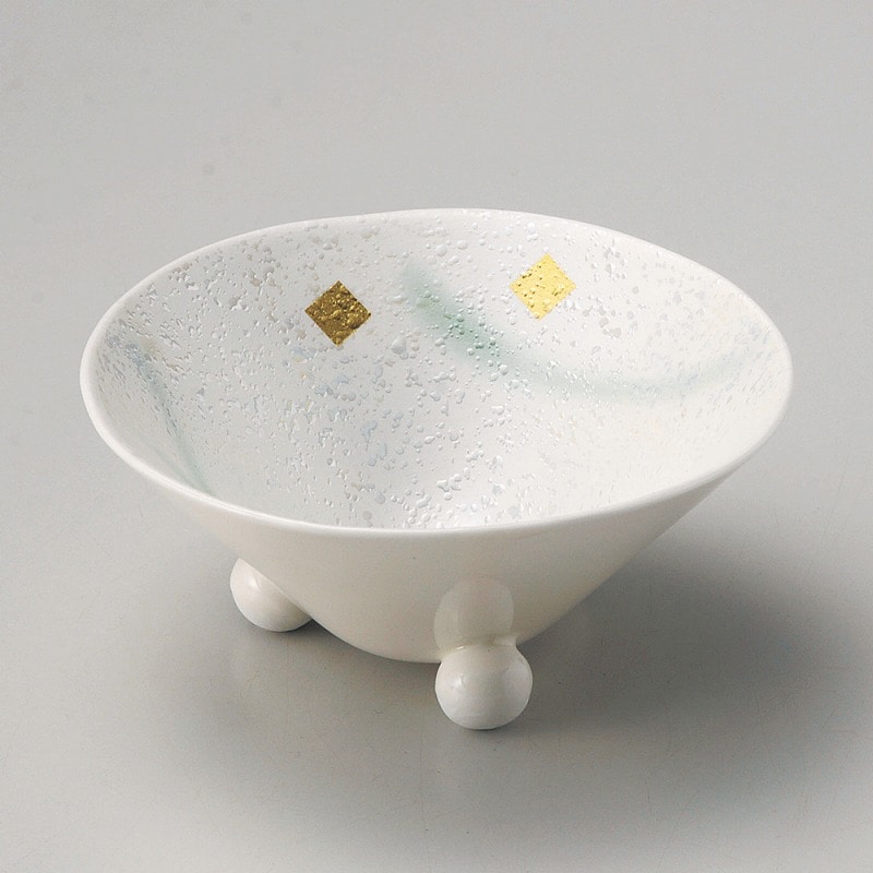 金正陶器 強化金箔ヒワ吹きラスター三ツ足小鉢 1個（ご注文単位1個）【直送品】