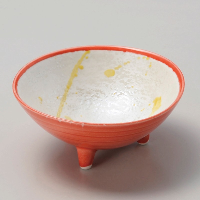 金正陶器 渕赤黄とばし 三ツ足小鉢 1個（ご注文単位1個）【直送品】