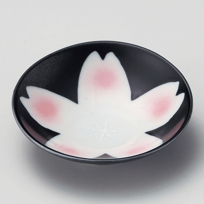 金正陶器 黒釉桜花スロープ平小鉢 1個(ご注文単位1個)【直送品】