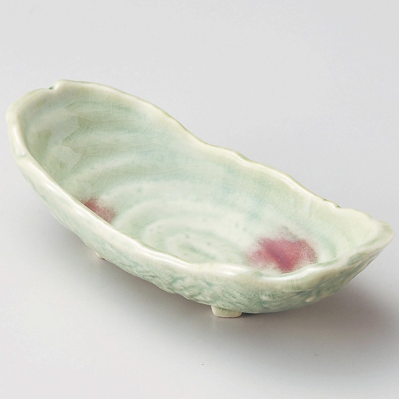 金正陶器 青磁貫入舟形千代口 1個（ご注文単位1個）【直送品】