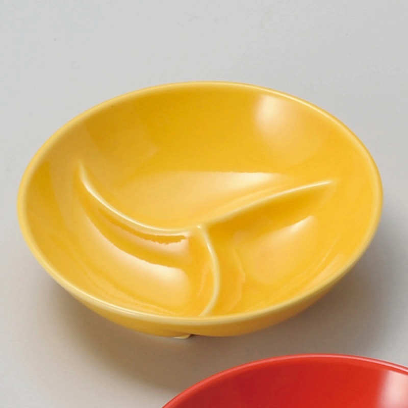 金正陶器 黄釉 三ツ仕切 丸鉢 1個(ご注文単位1個)【直送品】