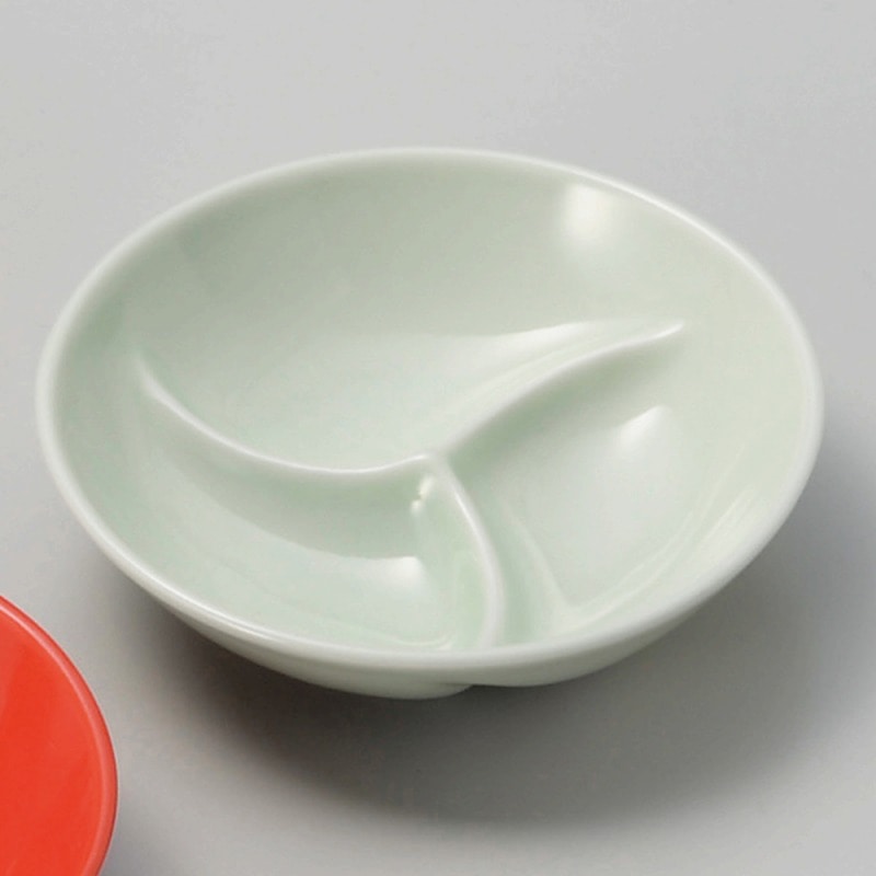 金正陶器 ヒワ釉 三ツ仕切 丸鉢 1個(ご注文単位1個)【直送品】