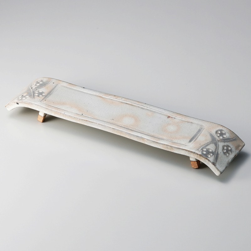 金正陶器 手造り粉引華紋（土物）弓型11.5前菜長皿 1個（ご注文単位1個）【直送品】