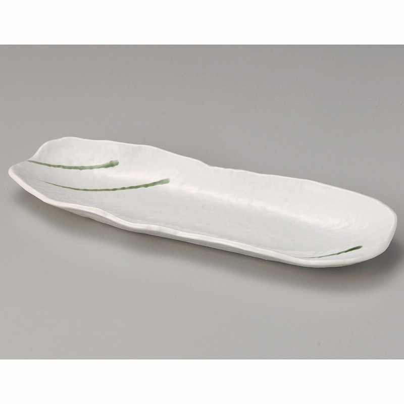 金正陶器 白釉織部流し岩肌長皿 1個（ご注文単位1個）【直送品】