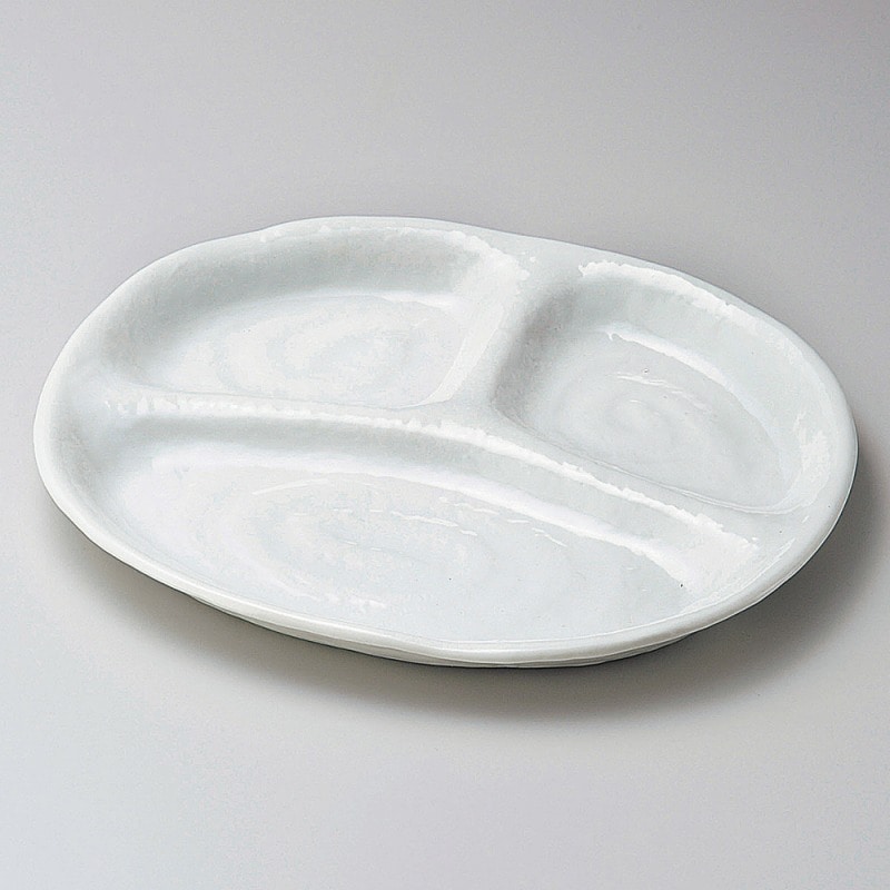 金正陶器 白釉三ツ切10吋仕切皿 1個(ご注文単位1個)【直送品】