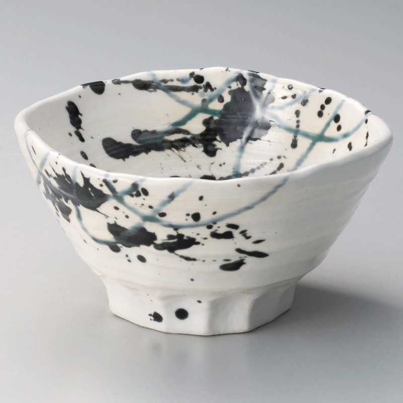 金正陶器 粉引墨吹4.5三ツ押丼 1個（ご注文単位1個）【直送品】