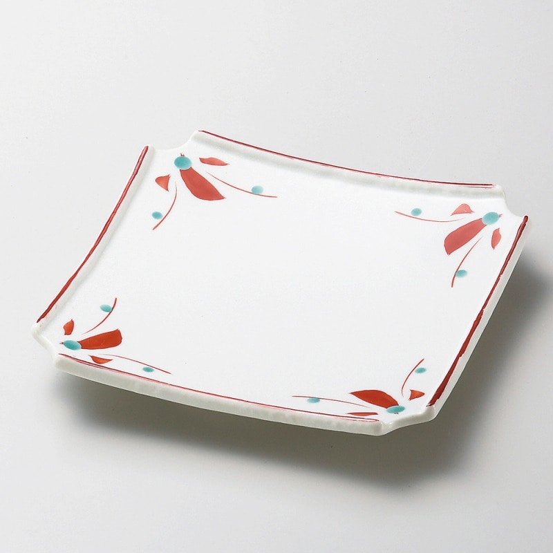 金正陶器 淡雪赤絵 すみ切前菜皿 1個（ご注文単位1個）【直送品】