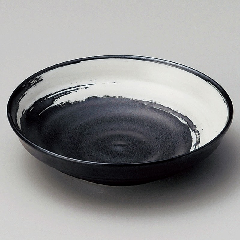金正陶器 黒マット白刷毛4.0深皿 1個（ご注文単位1個）【直送品】