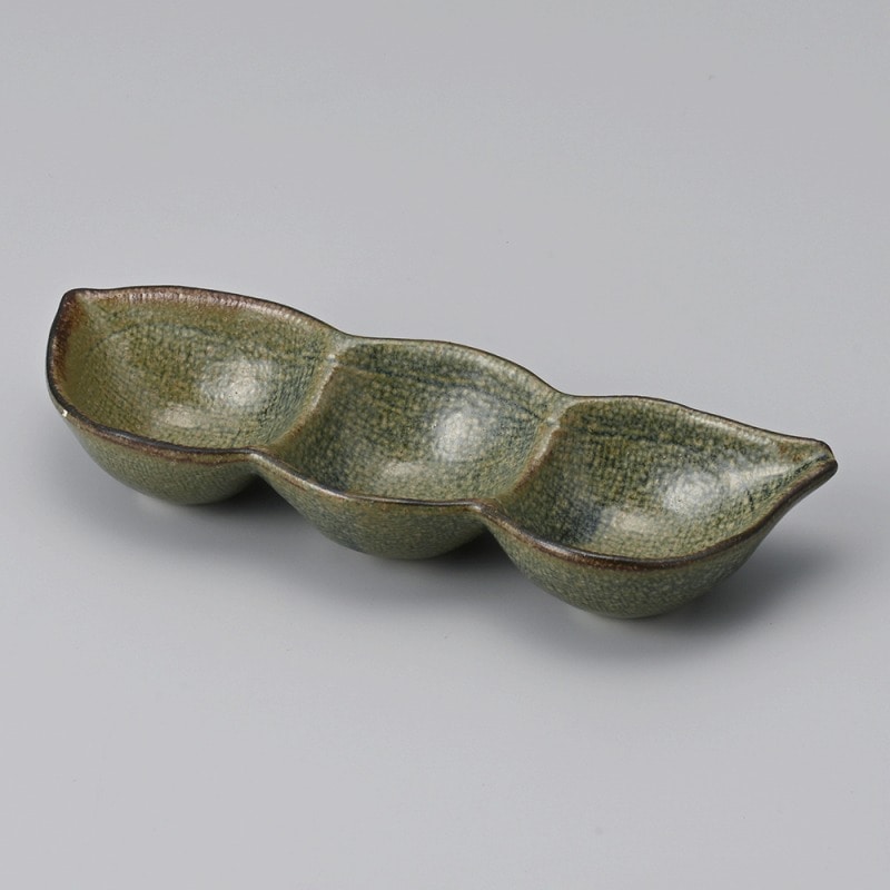 金正陶器 織部おふけ豆型仕切皿 1個(ご注文単位1個)【直送品】