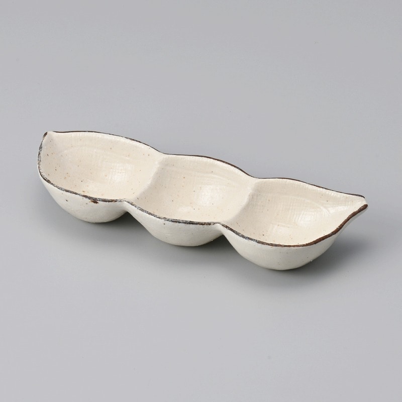 金正陶器 サビ粉引豆型仕切皿 1個(ご注文単位1個)【直送品】