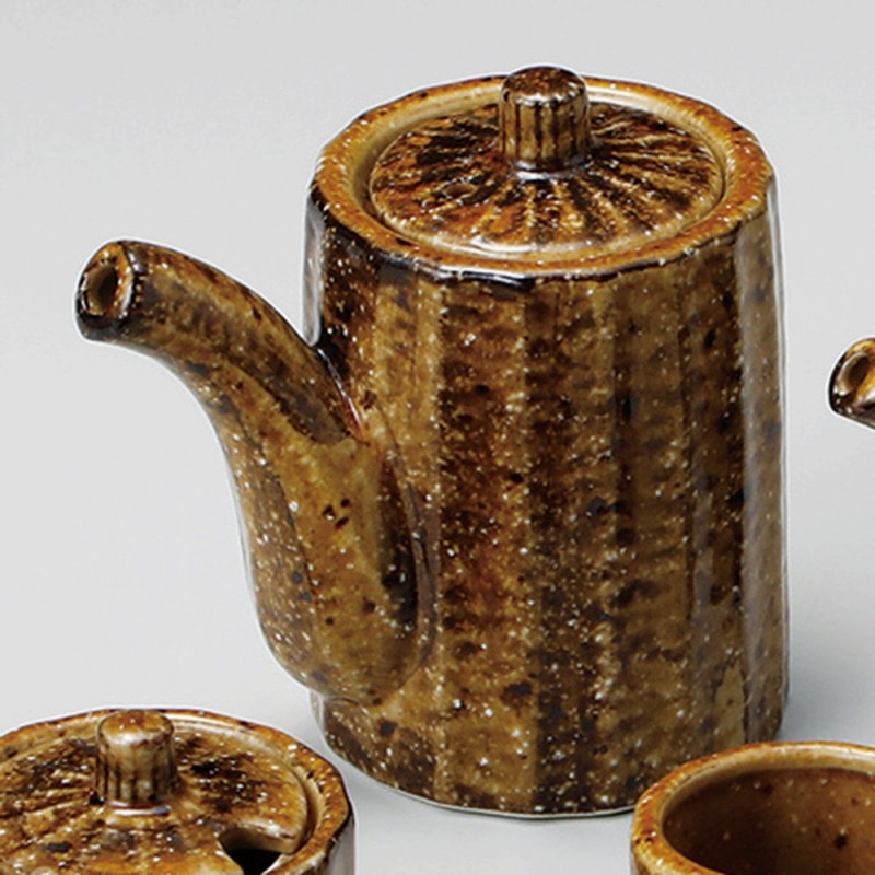 金正陶器 しのぎカスター 飴斑点 醤油差(大) 1個(ご注文単位1個)【直送品】