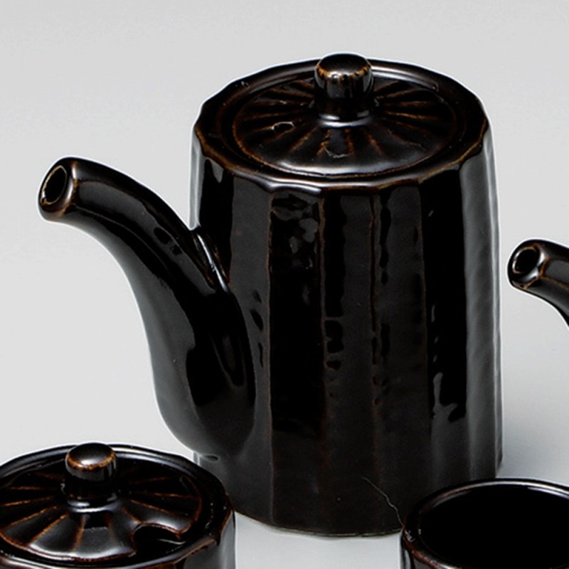 金正陶器 しのぎカスター 黒天目 醤油差(大) 1個(ご注文単位1個)【直送品】