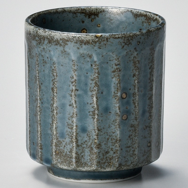 金正陶器 わび 紺ねず しのぎ湯呑 1個(ご注文単位1個)【直送品】