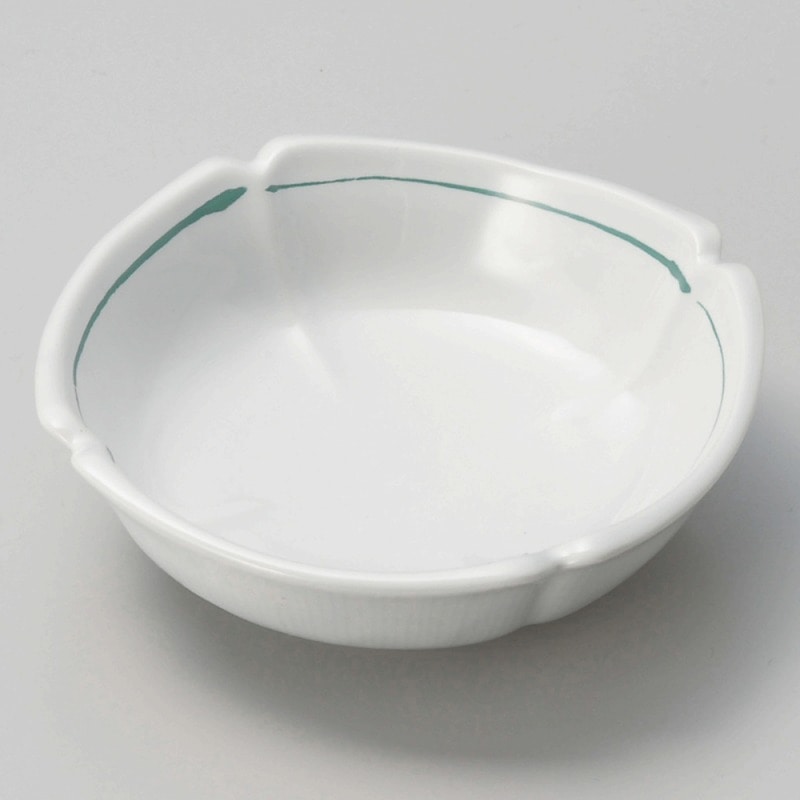 金正陶器 白釉緑線 スミ切浅小鉢 1個(ご注文単位1個)【直送品】