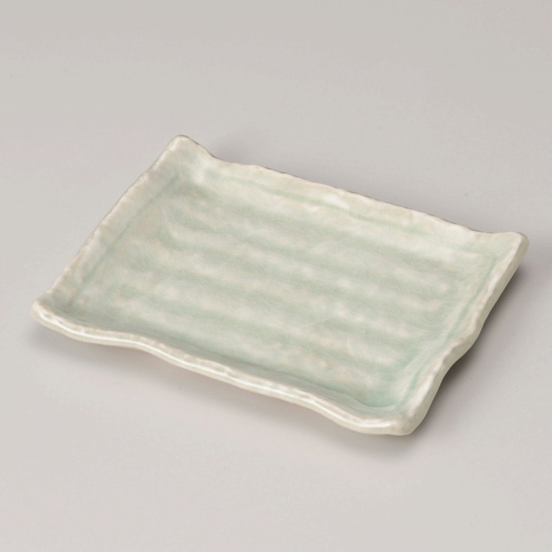 金正陶器 うすみどり 渕波長角銘々皿 1個（ご注文単位1個）【直送品】