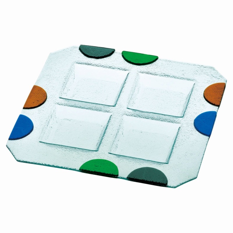 金正陶器 ガラス つば形四角盛皿 1個(ご注文単位1個)【直送品】