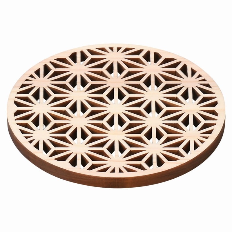 金正陶器 ひのき細密コースター 麻の葉(無塗装) 1個(ご注文単位1個)【直送品】