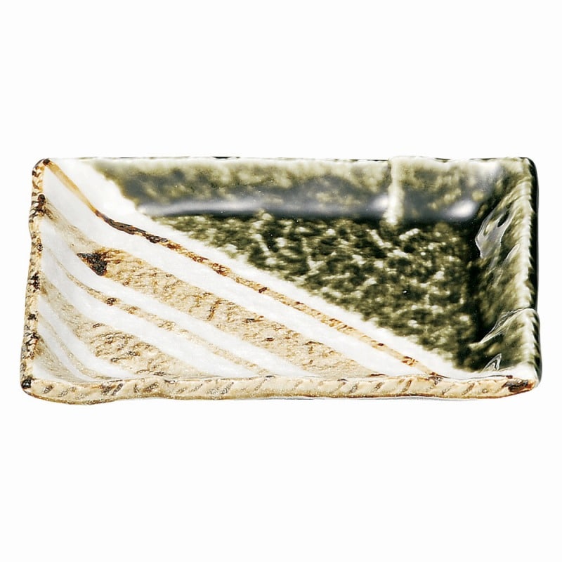 金正陶器 織部ストライプ長角銘々皿 1個（ご注文単位1個）【直送品】