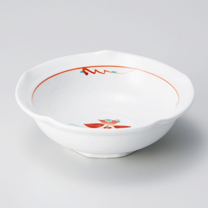 金正陶器 赤絵花紋梅型4.8小鉢 1個(ご注文単位1個)【直送品】