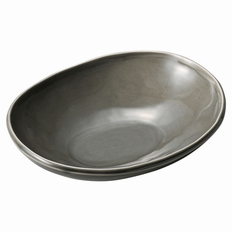 金正陶器 カフェズグレーいっぷく楕円鉢S 1個（ご注文単位1個）【直送品】
