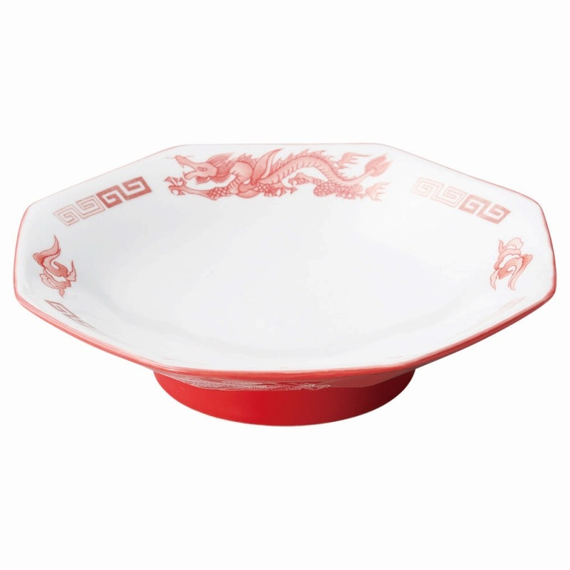金正陶器 アカ白竜八角皿 1個（ご注文単位1個）【直送品】