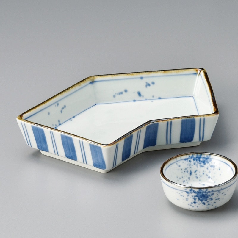 金正陶器 染付太十草のし形切立向付 1個(ご注文単位1個)【直送品】