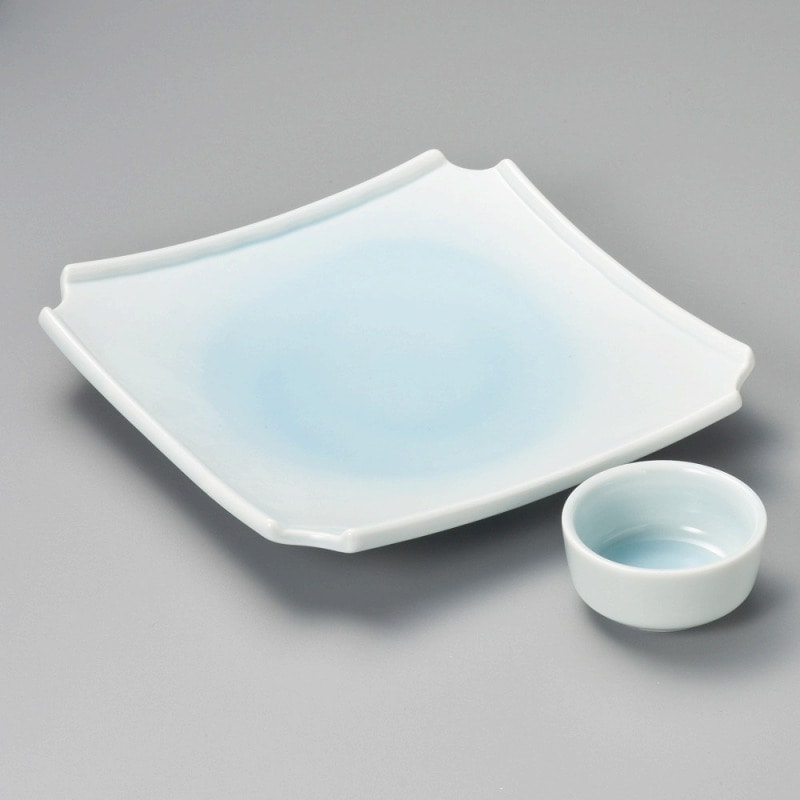 金正陶器 青白見込み隅切正角皿 1個(ご注文単位1個)【直送品】