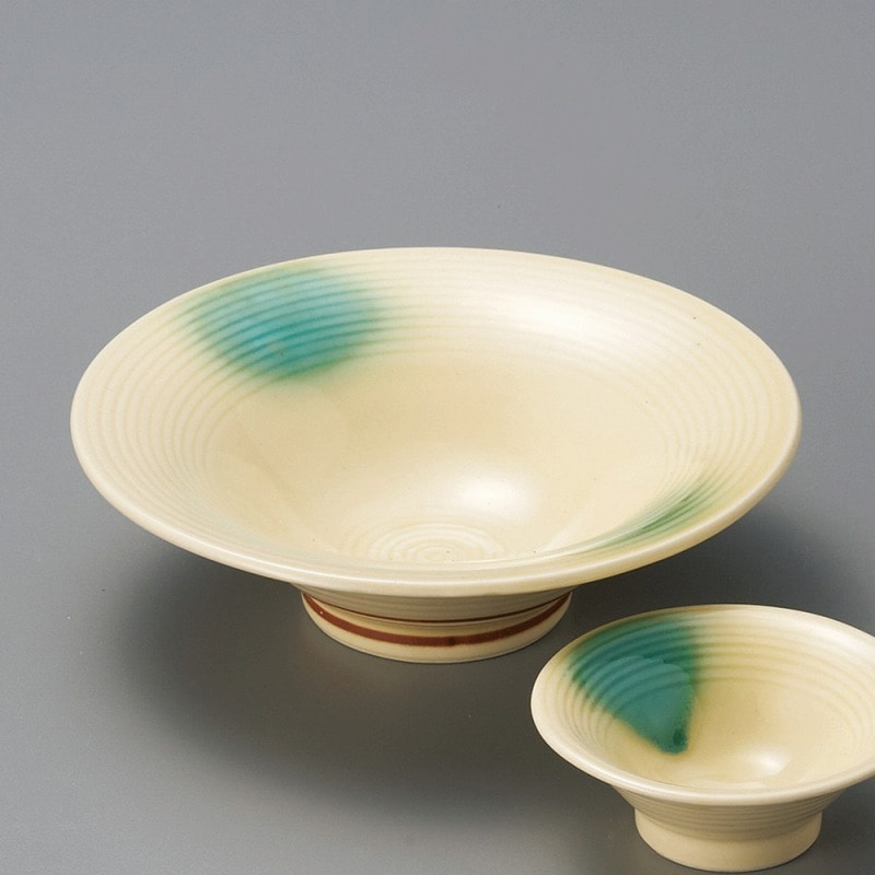 金正陶器 緑釉吹反刺身鉢 1個（ご注文単位1個）【直送品】