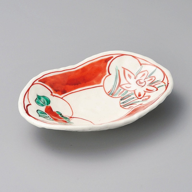 金正陶器 赤絵楕円向付 1個(ご注文単位1個)【直送品】