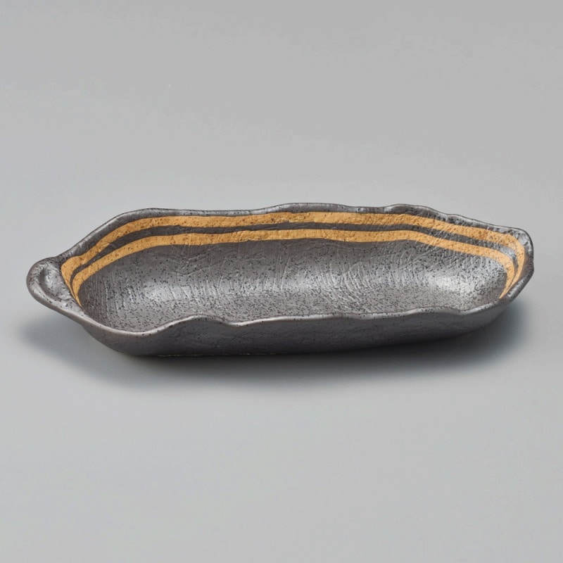 金正陶器 黒ﾗｲﾝそら豆型鉢 1個（ご注文単位1個）【直送品】