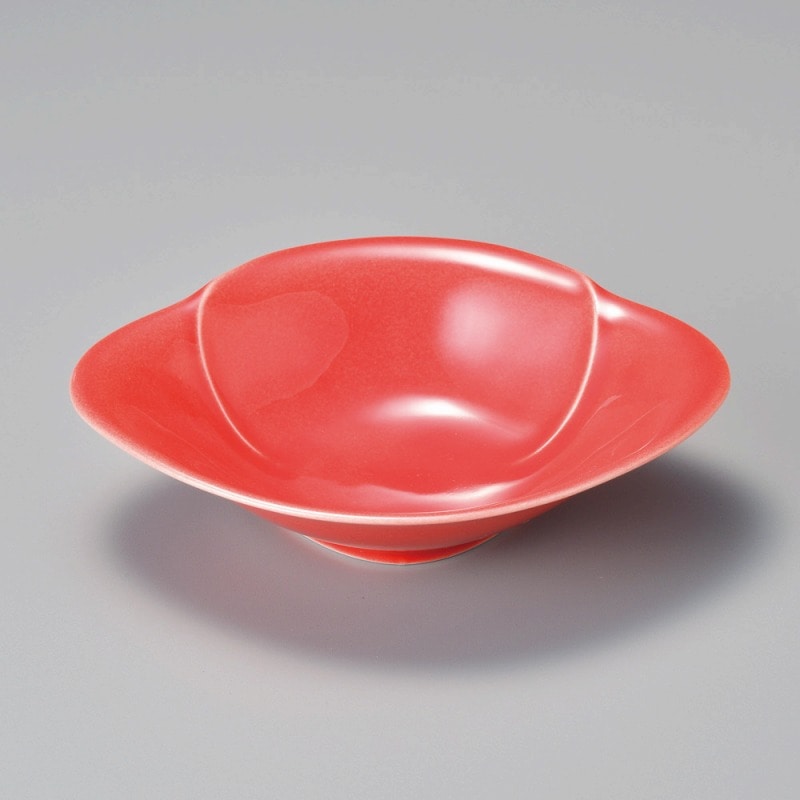 金正陶器 赤釉玉椿浅広18鉢 1個(ご注文単位1個)【直送品】