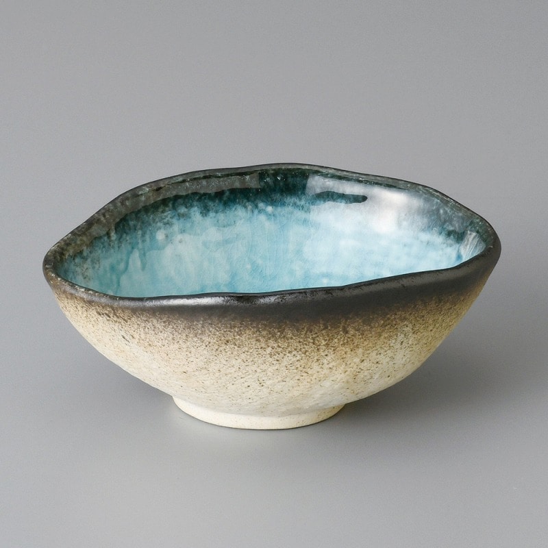 金正陶器 藍染ｽｶｲ変型小鉢 1個（ご注文単位1個）【直送品】