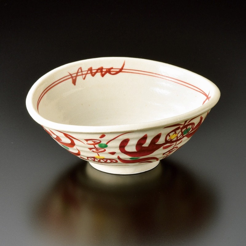 金正陶器 粉引赤絵たわみ鉢(小) 1個（ご注文単位1個）【直送品】