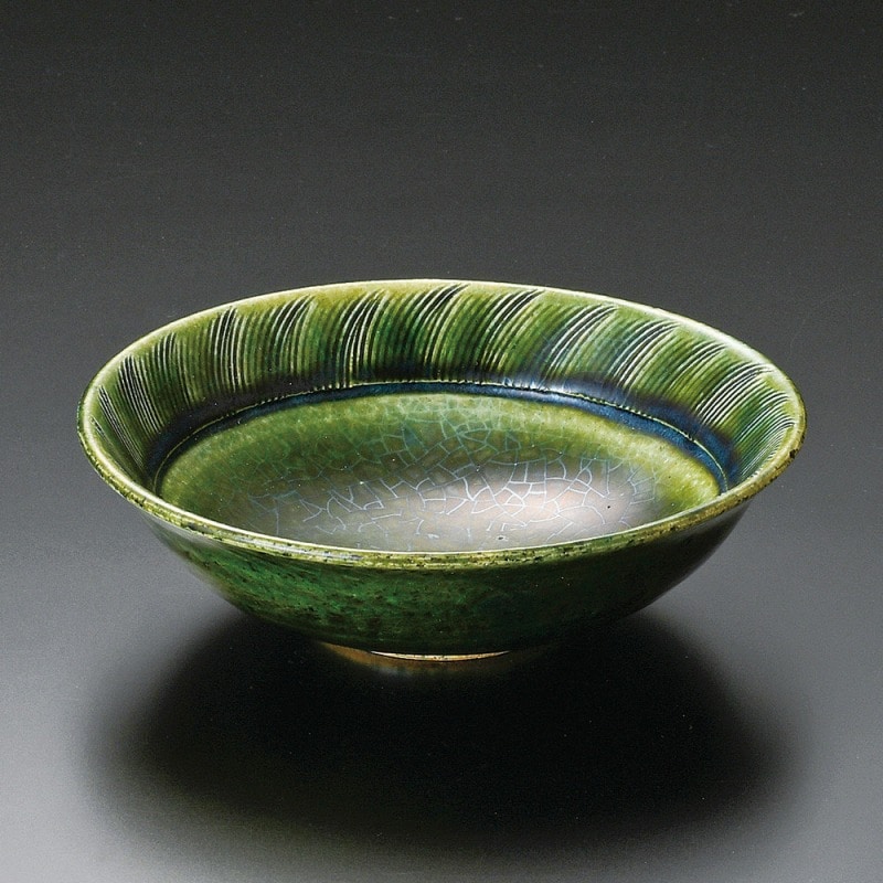 金正陶器 織部櫛目彫丸15.5cmﾎﾞｳﾙ 1個（ご注文単位1個）【直送品】