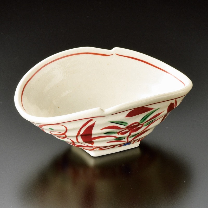 金正陶器 粉引赤絵唐草変形小鉢 1個(ご注文単位1個)【直送品】