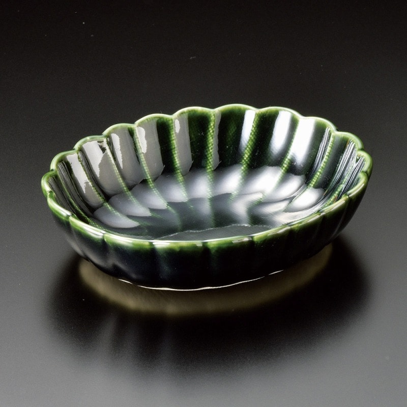 金正陶器 織部菊割楕円小鉢 1個(ご注文単位1個)【直送品】