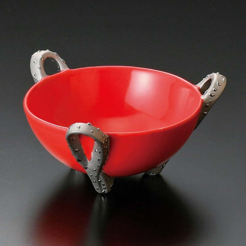 金正陶器 プラチナ赤三つ足小鉢 1個(ご注文単位1個)【直送品】