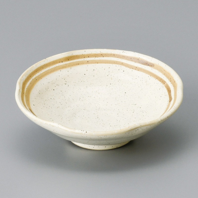金正陶器 クリーム粉引ライン平小鉢 1個(ご注文単位1個)【直送品】